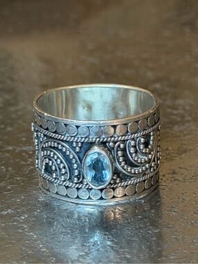 Aquamarine Sterling Silver Statement Ring